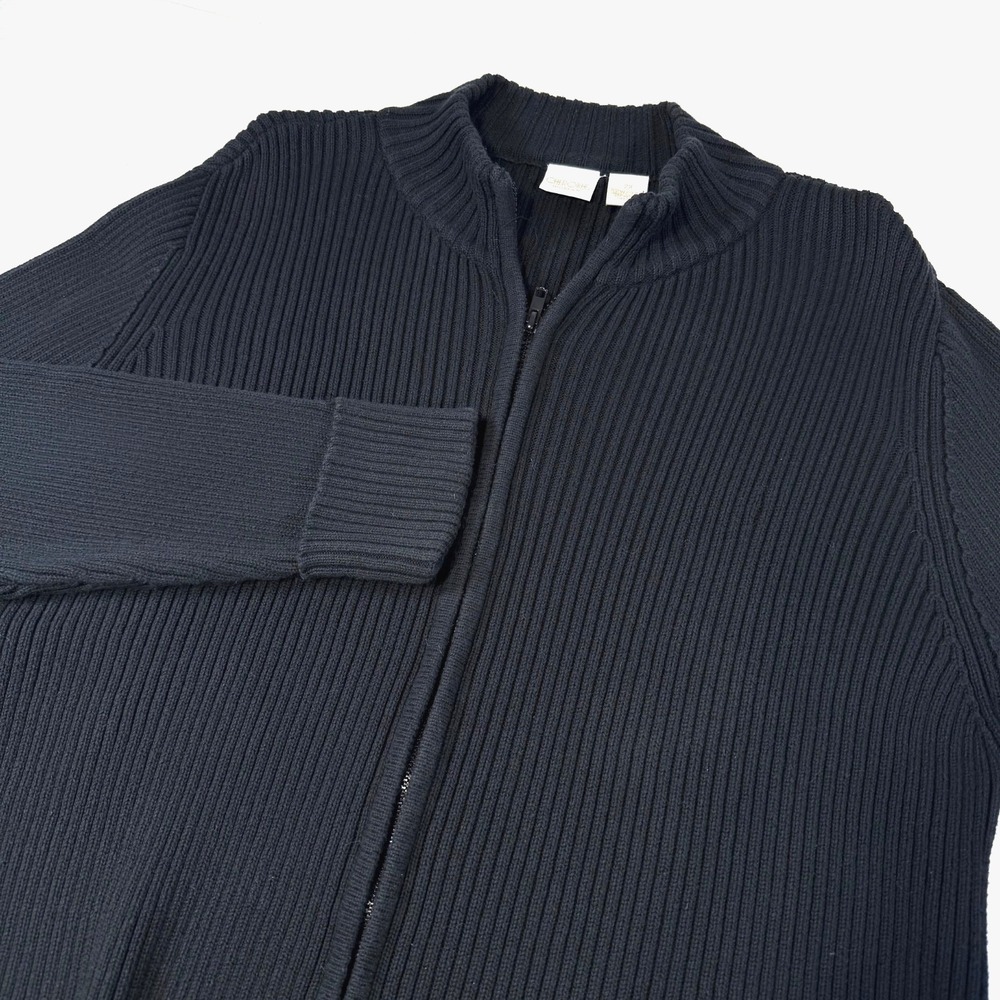 Vintage Cherokee Ribbed Cardigan Cotton Black Sweater Made In Japan Women's 2X